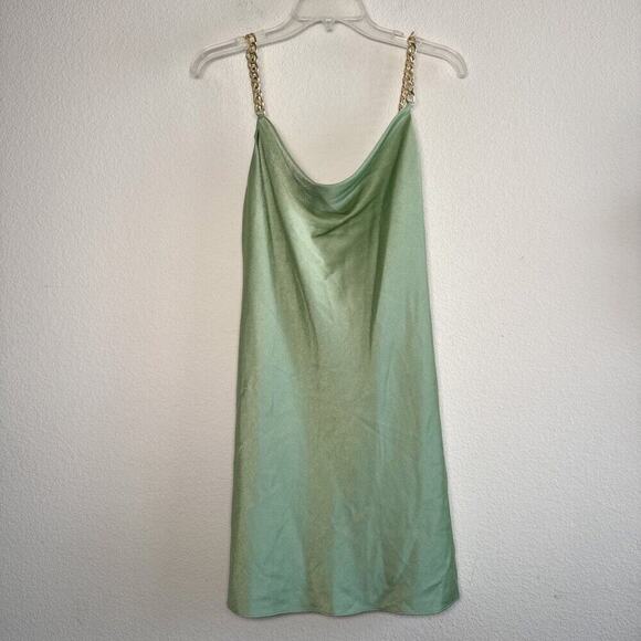Alice + Olivia Harmony Chain Strap Seafoam Green Drapey Slip Dress NWT Size 8 - Picture 4 of 14